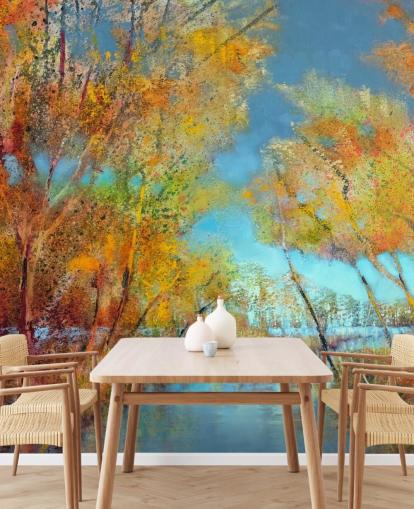 orange and yellow painted tree wallpaper orange and yellow painted tree wallpaper