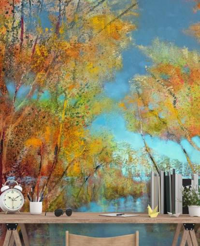 orange and yellow painted tree wallpaper orange and yellow painted tree wallpaper