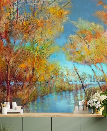 orange and yellow painted tree wallpaper orange and yellow painted tree wallpaper