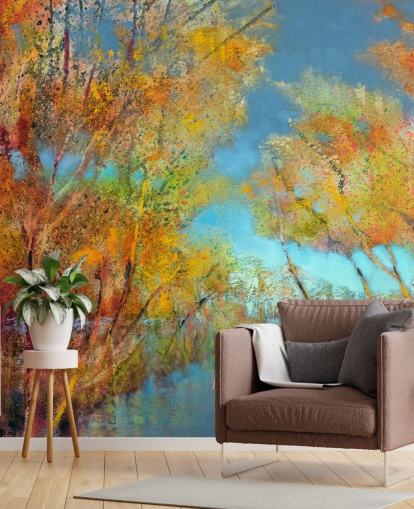 orange and yellow painted tree wallpaper orange and yellow painted tree wallpaper