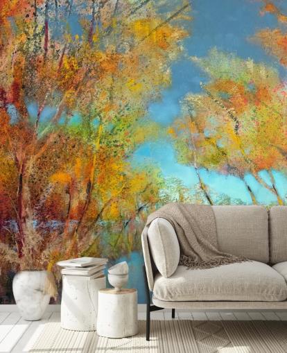 orange and yellow painted tree wallpaper orange and yellow painted tree wallpaper