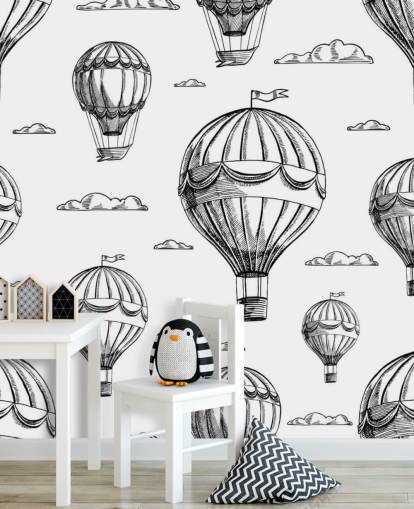 black and white illustrated hot air balloons wallpaper black and white illustrated hot air balloons wallpaper