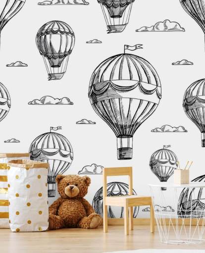 black and white illustrated hot air balloons wallpaper black and white illustrated hot air balloons wallpaper