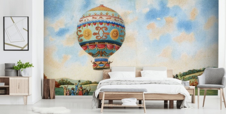 antike Malerei der Heißluftballon-Tapete