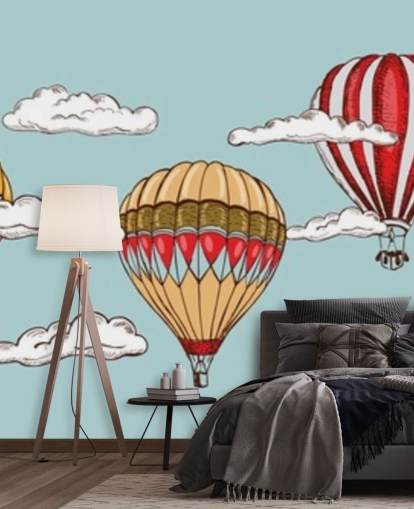 yellow and red illustrated hot air balloons wallpaper yellow and red illustrated hot air balloons wallpaper