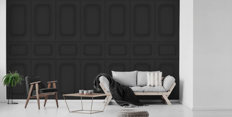 zwart houten paneel behang