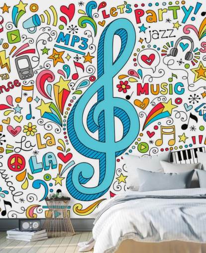 Groovy Music Doodles vægmaleri Groovy Music Doodles vægmaleri