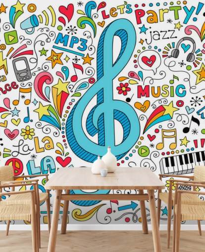 Groovy Music Doodles -seinämaalaus Groovy Music Doodles -seinämaalaus