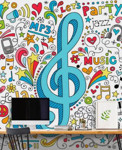 Mural de parede Groovy Music Doodles Mural de parede Groovy Music Doodles
