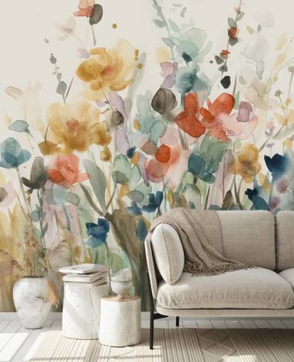 papel de parede floral personalizado colorido chamado In Full Bloom de Carol Robinson para quartos, salas de estar e cozinhas papel de parede floral personalizado colorido chamado In Full Bloom de Carol Robinson para quartos, salas de estar e cozinhas