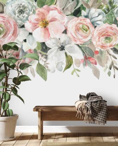 pastel pink and grey painted flowers wallpaper pastel pink and grey painted flowers wallpaper