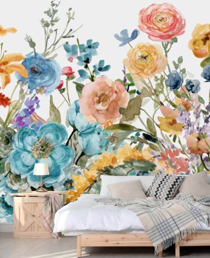 flerfarvet voksende blomster tapet flerfarvet voksende blomster tapet