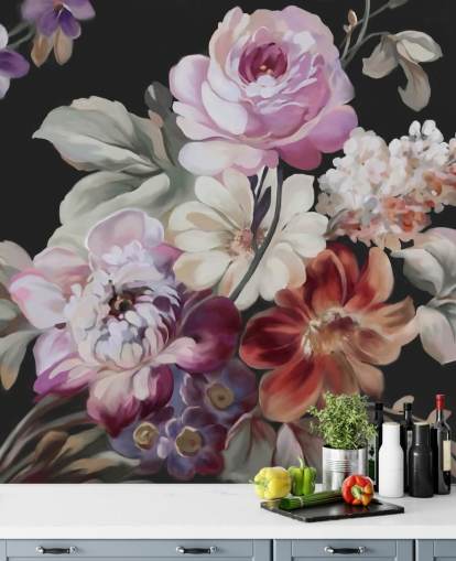 rosa rose og mørk floral tapet rosa rose og mørk floral tapet