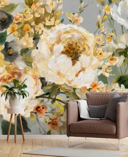 sinappi, valkoinen ja harmaa kukka tapetti sinappi, valkoinen ja harmaa kukka tapetti