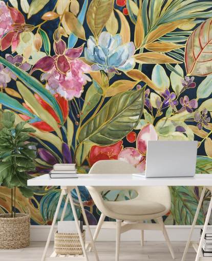 colourful tropical flowers on dark background wallpaper colourful tropical flowers on dark background wallpaper