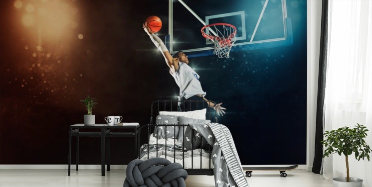 basketball wallpaper mural called Slam Dunk for bedrooms, schools and gyms