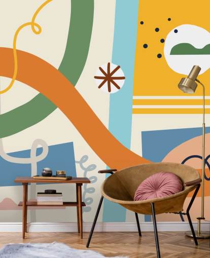 orange, gelb, blau, grüne Strichzeichnungen Tapete orange, gelb, blau, grüne Strichzeichnungen Tapete