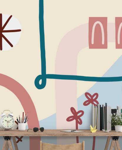 pastell abstrakt linje kunst tapet veggmaleri pastell abstrakt linje kunst tapet veggmaleri