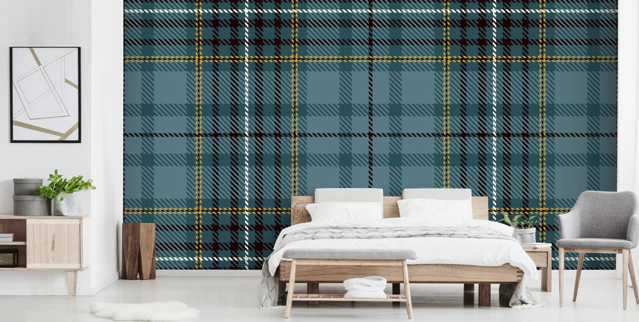 gul och blågrön tartan tapet