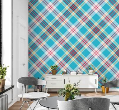 blauw, rood en wit patroonbehang