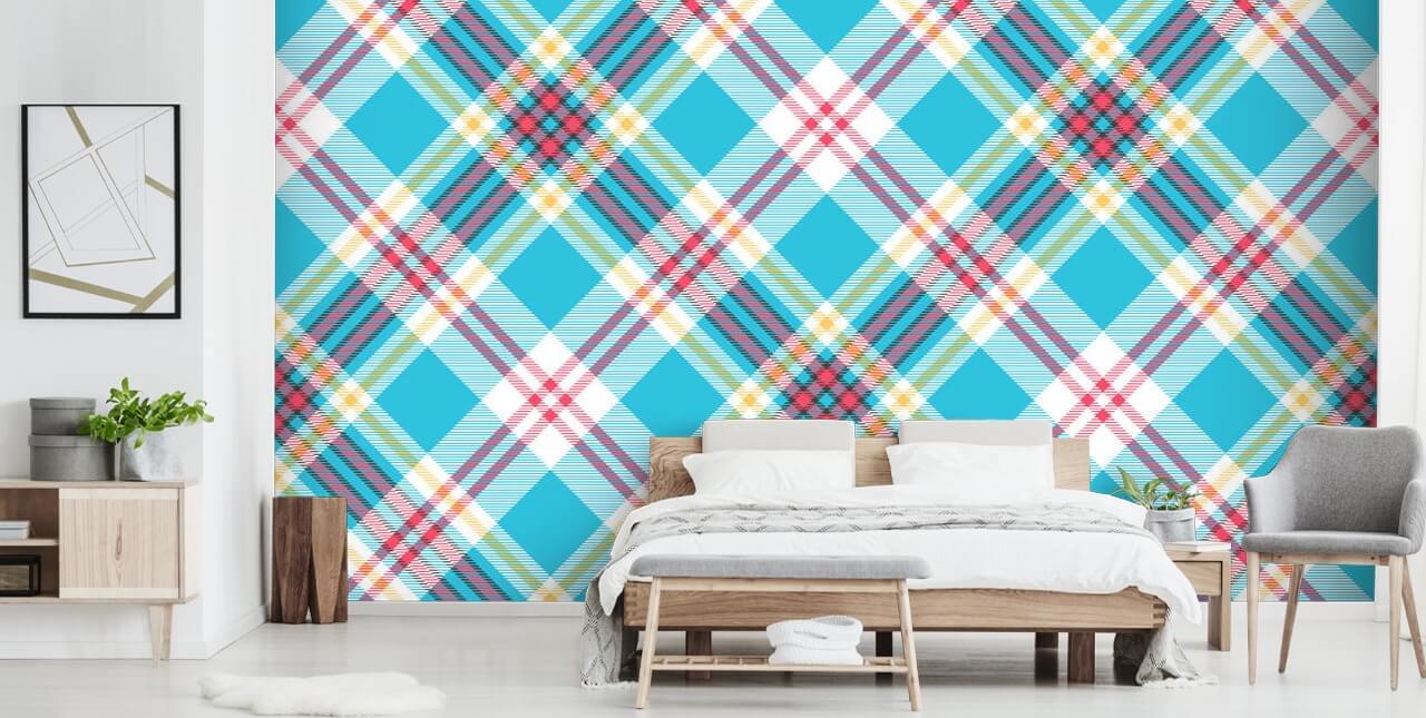 papel pintado azul, rojo y blanco