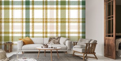 Blue and green Scottish tartan classic wallpaper patterns  TenStickers