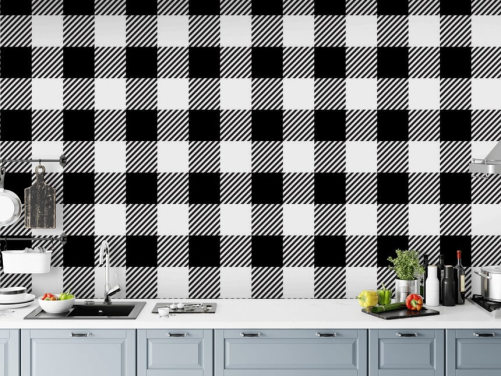 monochroom gingham behang