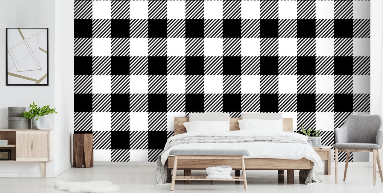 monokrom gingham tapeter