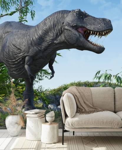 t rex brølende i jungelen tapet t rex brølende i jungelen tapet