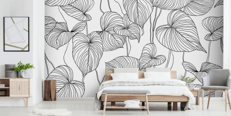 black and white leaf wallpaper