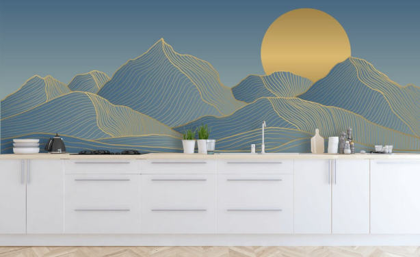 blue mountain and moon wallpaper