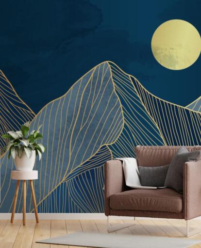 papel de parede azul arte linha de montanha papel de parede azul arte linha de montanha