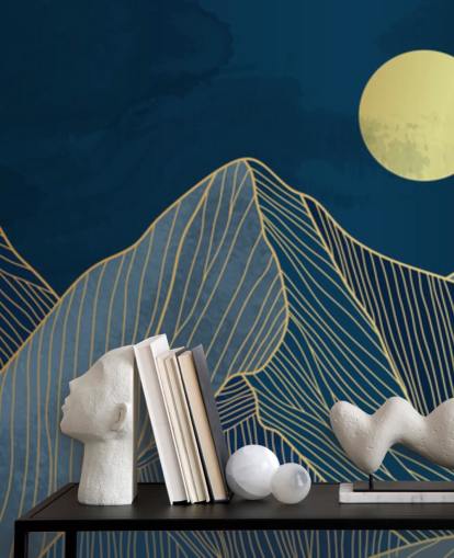 mountain line art sininen tapetti mountain line art sininen tapetti