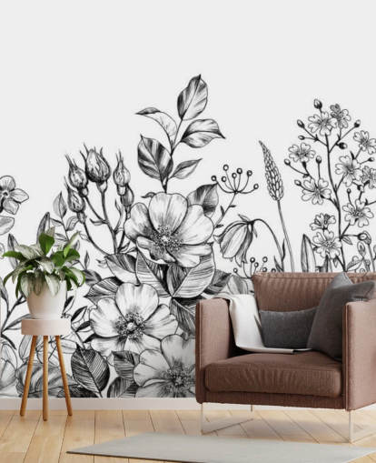 black and white floral illustration wallpaper black and white floral illustration wallpaper