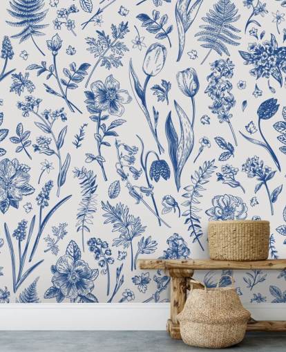 carta da parati fiori illustrati carta da parati fiori illustrati