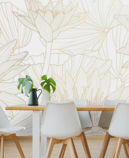 papier peint fleurs de couleur or et blanc papier peint fleurs de couleur or et blanc