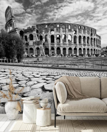 Carta da parati in bianco e nero con foto del Colosseo a Roma Carta da parati in bianco e nero con foto del Colosseo a Roma