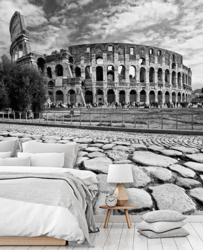 Black and White Photo of Colosseum in Rome Wallpaper Black and White Photo of Colosseum in Rome Wallpaper