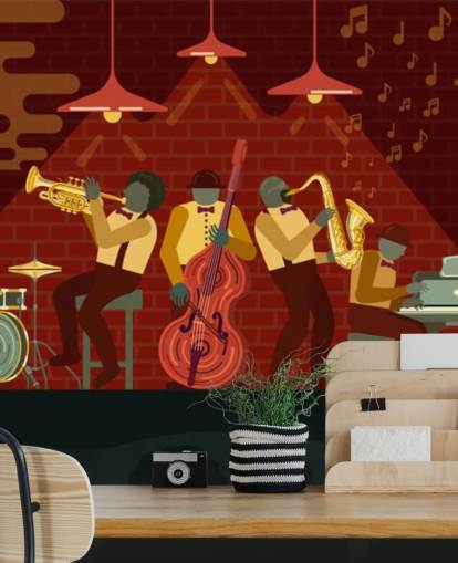 abstrakta människor som spelar instrument på en jazz scen tapet abstrakta människor som spelar instrument på en jazz scen tapet