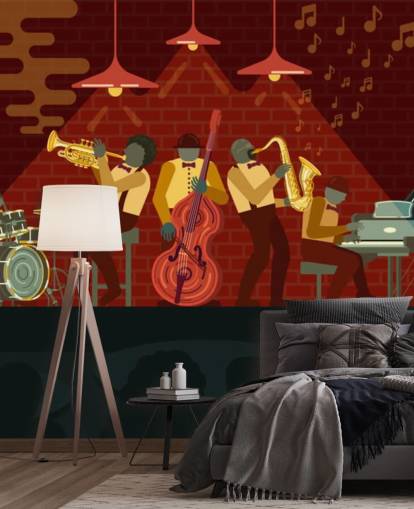 personnes abstraites jouant des instruments sur un fond d'écran de jazz personnes abstraites jouant des instruments sur un fond d'écran de jazz