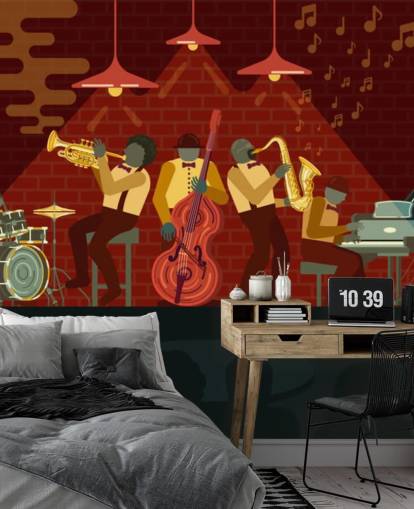 abstrakta människor som spelar instrument på en jazz scen tapet abstrakta människor som spelar instrument på en jazz scen tapet