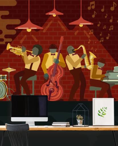 abstract people playing instruments on a jazz stage wallpaper abstract people playing instruments on a jazz stage wallpaper