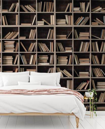 dunkelbeige und braune Bücherregal-Tapete dunkelbeige und braune Bücherregal-Tapete