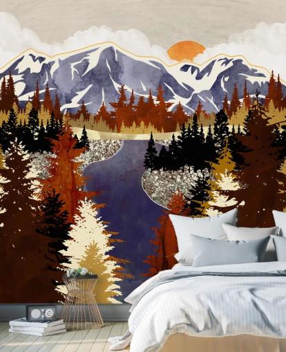 blue mountains and brown trees wallpaper blue mountains and brown trees wallpaper