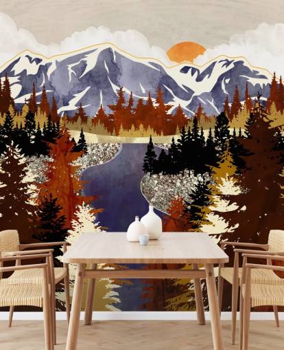 fond d'écran montagnes bleues et arbres bruns fond d'écran montagnes bleues et arbres bruns