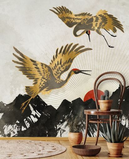 gold and black crane wallpaper gold and black crane wallpaper