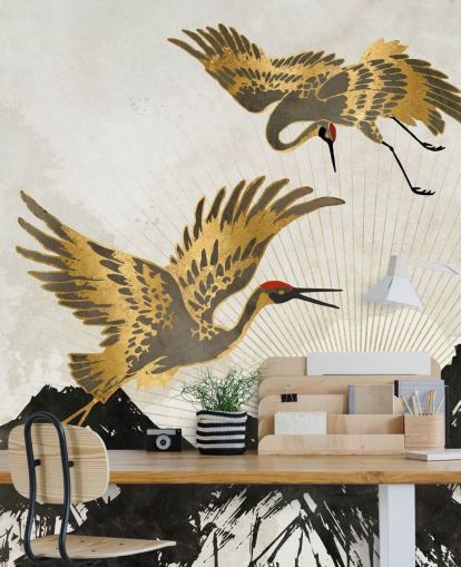 gold and black crane wallpaper gold and black crane wallpaper