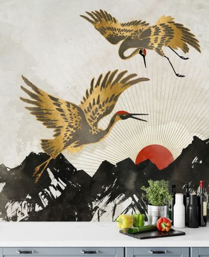 gold and black crane wallpaper gold and black crane wallpaper