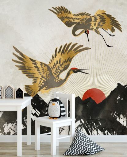 papel de parede guindaste dourado e preto papel de parede guindaste dourado e preto