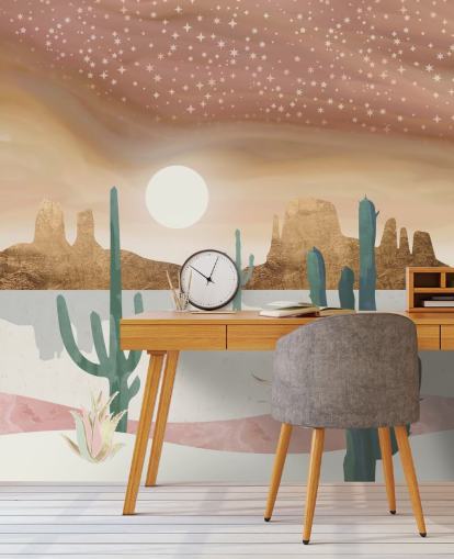 papel de parede abstrato deserto rosa, dourado e verde papel de parede abstrato deserto rosa, dourado e verde